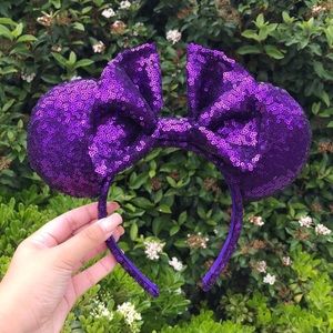 Disney Purple Sequin Minnie Mickey Mouse Ears Headband